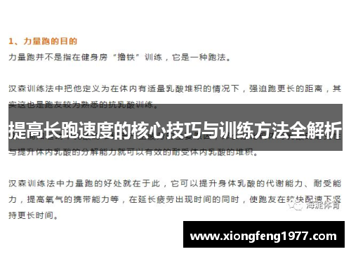 提高长跑速度的核心技巧与训练方法全解析